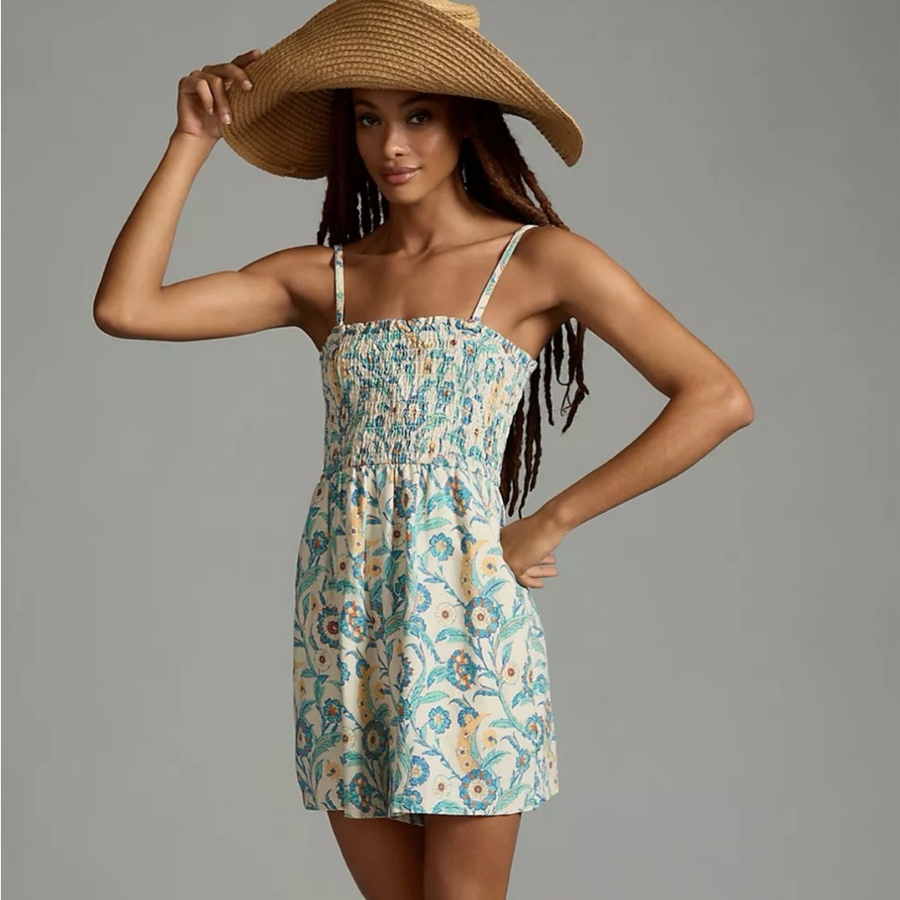 ANTHROPOLOGIE PILCRO SMOCKED ROMPER